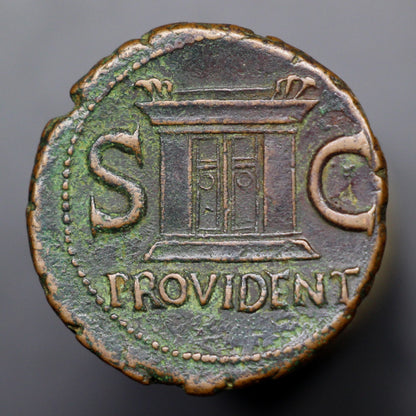22 A.D. Roman Empire Bronze As, Emperor Augustus