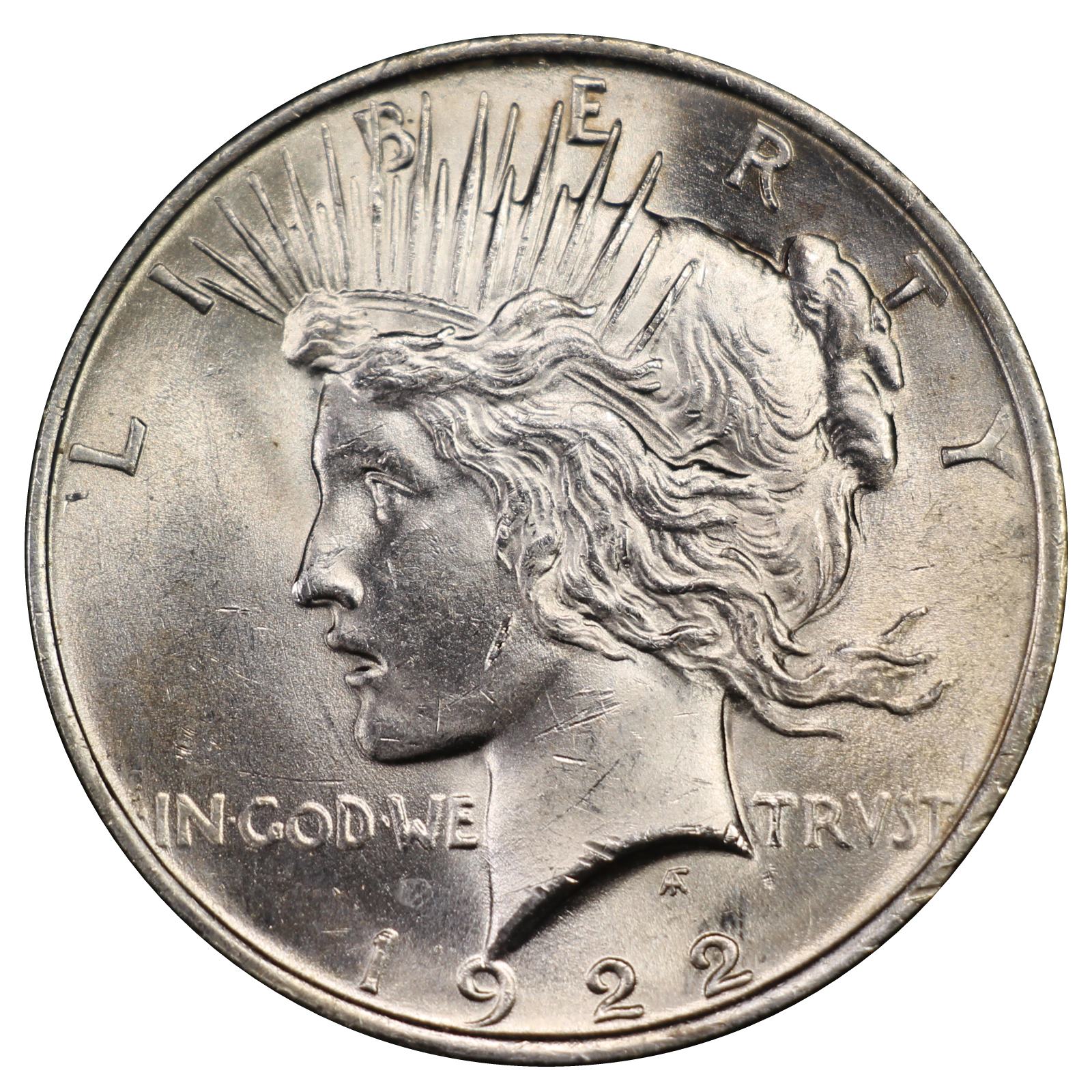 1922-1925 U.S. Peace Silver Dollar, Choice Brilliant Uncirculated